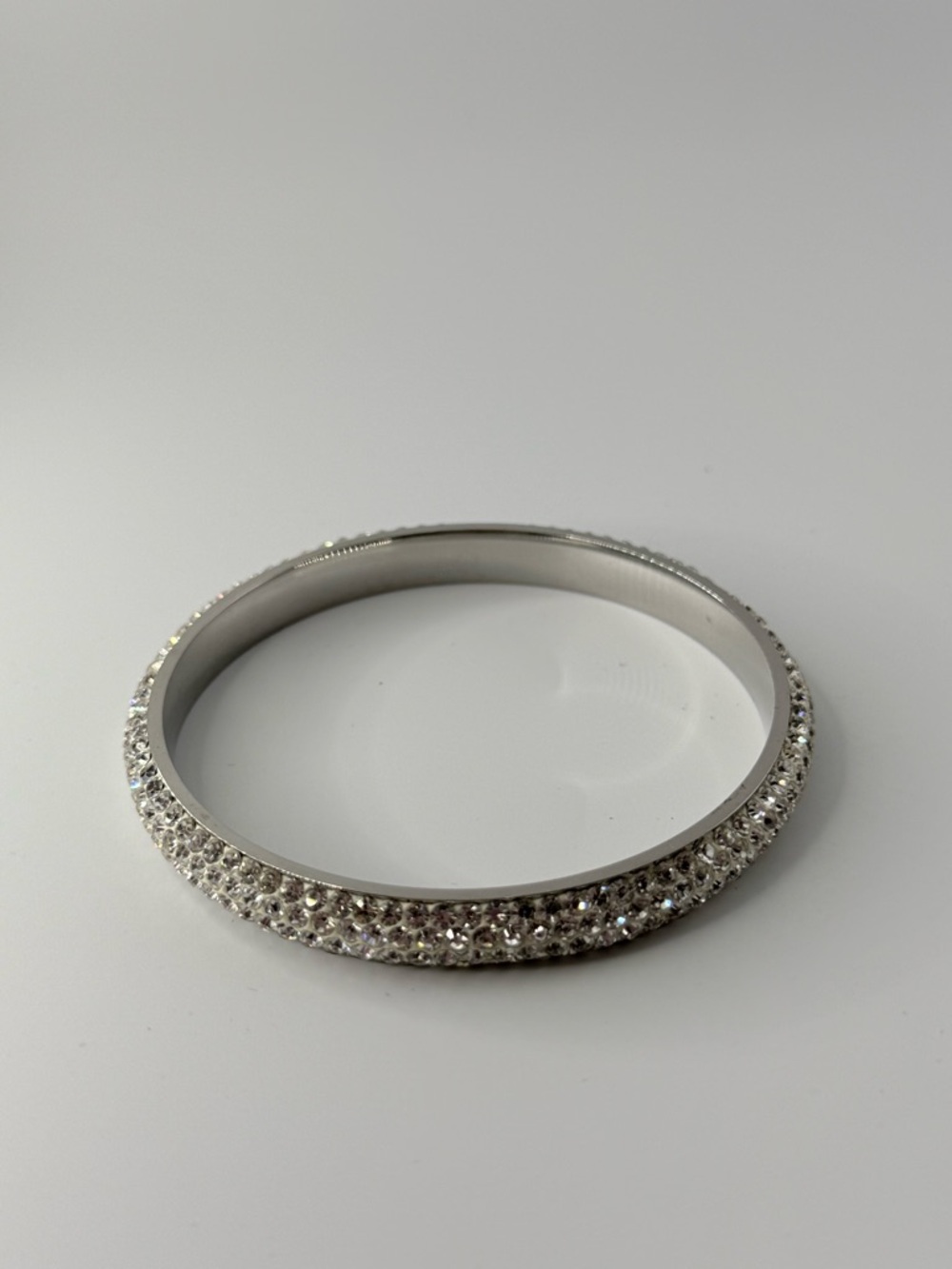 Crystal Pavé Silver-Tone Bangle Bracelet